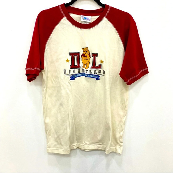 Winnie the Pooh Disney vintage graphic embroidered spell out tee shirt top Sz Sm - Picture 1 of 7